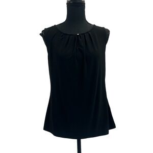 Tahari ASL Black sleeveless ruched top blouse size small